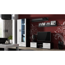 Cama TV staliukas SOHO 140 juodas / baltas blizgus