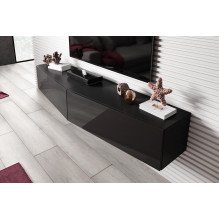 Cama TV staliukas VIGO SLANT 180cm (2x90) juodas / juodas blizgus Cama TV staliukas VIGO SLANT 180cm (2x90) juodas / juodas blizgus