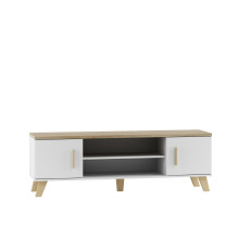 Cama TV staliukas LOTTA 160 2D2K baltas / sonoma