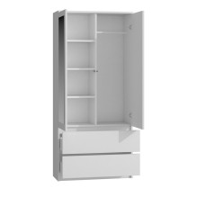 Topeshop SS-90 BIEL LUSTRO miegamojo spinta / spinta 5 lentynos 2 durys Balta