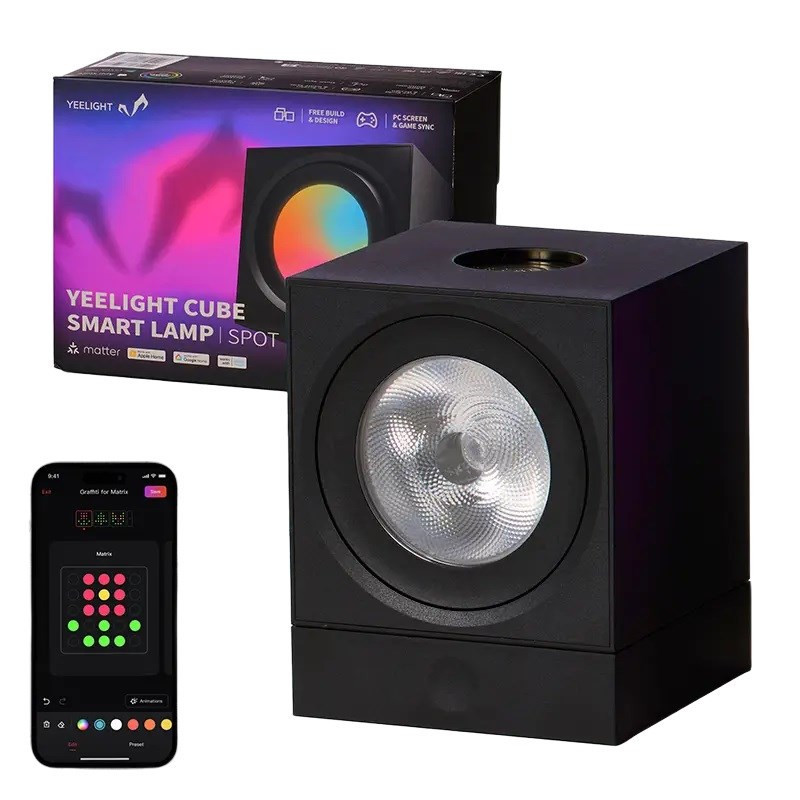 Žaidimų šviesos panelė YEELIGHT SMART CUBE LIGHT SPOT pagrindas (YLFWD-0008) juoda
