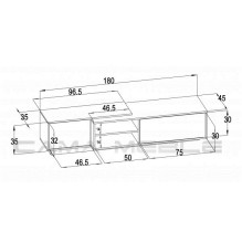 Cama TV spintelė SIGMA1 180 sonoma ąžuolas / balta blizgi