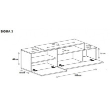 Cama TV cabinet SIGMA 3 180 black / black gloss + biały Cama TV cabinet SIGMA 3 180 black / black gloss + biały