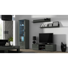Cama TV staliukas SOHO 140 pilkas / pilkai blizgus Cama TV staliukas SOHO 140 pilkas / pilkai blizgus