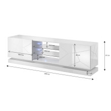Cama TV spintelė QIU 200 MDF baltai blizgi / baltai blizgi