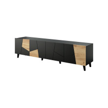 RTV cabinet ETNA 200x42x52 black matt + oak craft RTV cabinet ETNA 200x42x52 black matt + oak craft