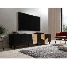 RTV cabinet ETNA 200x42x52 black matt + oak craft RTV cabinet ETNA 200x42x52 black matt + oak craft