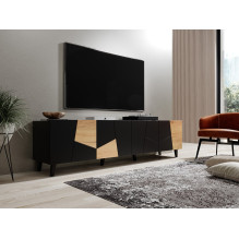 RTV spintelė ETNA 200x42x52 juoda matinė + ąžuolo dirbiniai RTV spintelė ETNA 200x42x52 juoda matinė + ąžuolo dirbiniai