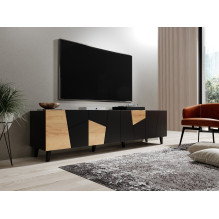 RTV cabinet ETNA 200x42x52 black matt + oak craft RTV cabinet ETNA 200x42x52 black matt + oak craft