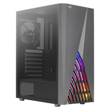 „Aerocool DELTABKV1 ATX“ kompiuterio korpusas RGB su priekiniu, pilnu šoniniu langu, 12 cm ventiliatoriumi, juodas „Aerocool DELTABKV1 ATX“ kompiuterio korpusas RGB su priekiniu, pilnu šoniniu langu, 12 cm ventiliatoriumi, juodas