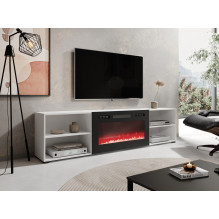RTV cabinet POLO 200x33x50.5 white + fireplace black RTV cabinet POLO 200x33x50.5 white + fireplace black