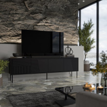 RTV cabinet ABI 4D 200x38x62 black matt RTV cabinet ABI 4D 200x38x62 black matt