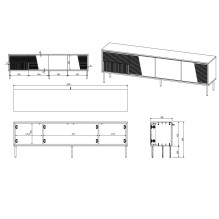 RTV cabinet ABI 4D 200x38x62 black matt RTV cabinet ABI 4D 200x38x62 black matt