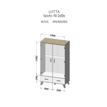 Cama spinta LOTTA 2D2D wotan ąžuolas + matinė juoda Cama spinta LOTTA 2D2D wotan ąžuolas + matinė juoda