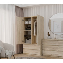 Topeshop SZAFA MALWA SON miegamojo spinta / spinta, 5 lentynos, 2 durys, ąžuolas