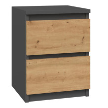 Topeshop M2 ANTRACYT / ARTISAN naktinis staliukas / naktinis staliukas su 2 stalčiais Antracito, Ąžuolo, Mediena Topeshop M2 ANTRACYT / ARTISAN naktinis staliukas / naktinis staliukas su 2 stalčiais Antracito, Ąžuolo, Mediena