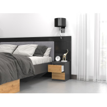 Topeshop M2 ANTRACYT / ARTISAN nightstand / bedside table 2 drawer(s) Anthracite, Oak, Wood Topeshop M2 ANTRACYT / ARTISAN nightstand / bedside table 2 drawer(s) Anthracite, Oak, Wood