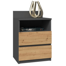 Topeshop M1 ANTRACYT / ARTISAN nightstand / bedside table 2 drawer(s) Oak Topeshop M1 ANTRACYT / ARTISAN nightstand / bedside table 2 drawer(s) Oak