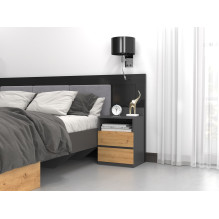 Topeshop M1 ANTRACYT / ARTISAN naktinis staliukas su 2 stalčiais, ąžuolas Topeshop M1 ANTRACYT / ARTISAN naktinis staliukas su 2 stalčiais, ąžuolas