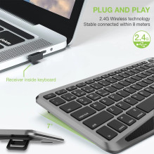 „Techly ICTB9801TB“ klaviatūra, universali, belaidė RF ir „Bluetooth“, QWERTY, JAV anglų, juoda