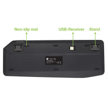 „Techly ICTB9801TB“ klaviatūra, universali, belaidė RF ir „Bluetooth“, QWERTY, JAV anglų, juoda