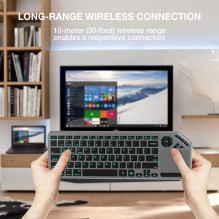 „Techly ICTB9801TB“ klaviatūra, universali, belaidė RF ir „Bluetooth“, QWERTY, JAV anglų, juoda