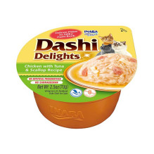 INABA Dashi Delights vištienos, tuno ir šukutės sultinys katėms - 70 g INABA Dashi Delights vištienos, tuno ir šukutės sultinys katėms - 70 g