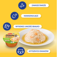 INABA Dashi Delights vištienos, tuno ir šukutės sultinys katėms - 70 g INABA Dashi Delights vištienos, tuno ir šukutės sultinys katėms - 70 g