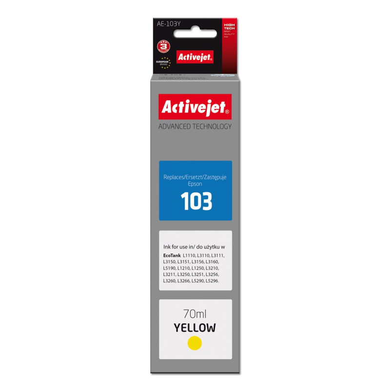 Activejet AE-103Y Ink Bottle (Replaces Epson 103 C13T00S44A Supreme 70 ml Yellow)