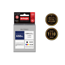 „Activejet AH-M650RX“ rašalo kasetė (pakeičianti HP 650 CZ101AE / CZ102AE Premium kasetę, 1 x 20 ml, 1 x 21 ml, 1110 pus