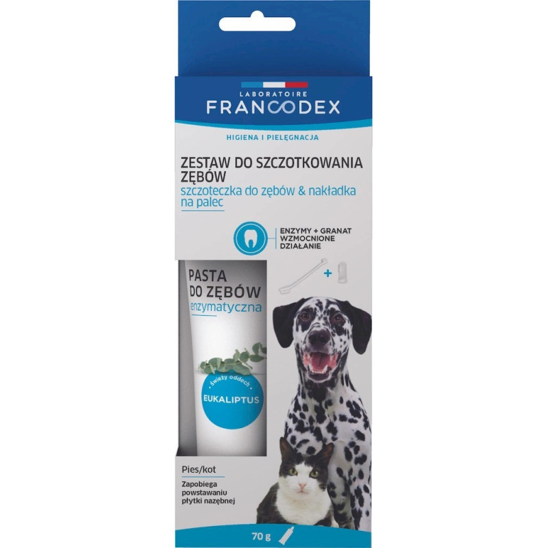 FRANCODEX dantų šepetėlis ir dantų pasta šunims ir katėms - 70 g