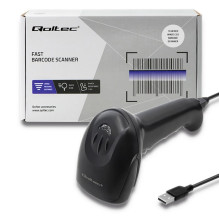 „Qoltec 50866“ lazerinis brūkšninių kodų skaitytuvas, 1D, CCD, USB, juodas