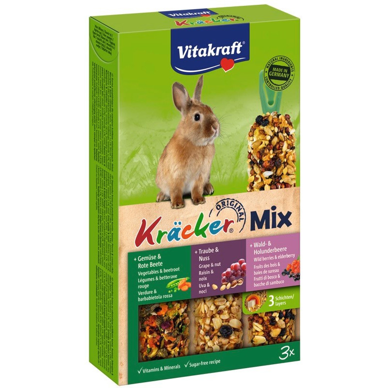VITAKRAFT KRACKER forest fruits / walnuts / vegetables - treats for rabbits - 3 pieces