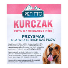 PETITTO lazdelės su vištiena ir ryžiais - šunų skanėstas - 500 g