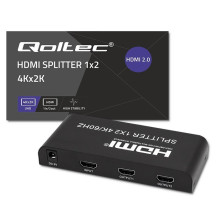 „Qoltec 51797“ aktyvus HDMI skirstytuvas, 2 x HDMI 4K x 2K, 6 Gb/s, 60 Hz „Qoltec 51797“ aktyvus HDMI skirstytuvas, 2 x HDMI 4K x 2K, 6 Gb/s, 60 Hz