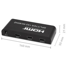 „Qoltec 51797“ aktyvus HDMI skirstytuvas, 2 x HDMI 4K x 2K, 6 Gb/s, 60 Hz „Qoltec 51797“ aktyvus HDMI skirstytuvas, 2 x HDMI 4K x 2K, 6 Gb/s, 60 Hz