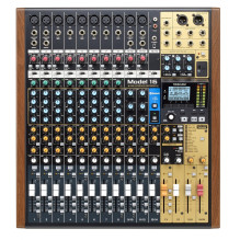 Tascam MODEL 16 garso maišytuvas 16 kanalų 20–30000 Hz juoda, auksinė, medinė Tascam MODEL 16 garso maišytuvas 16 kanalų 20–30000 Hz juoda, auksinė, medinė