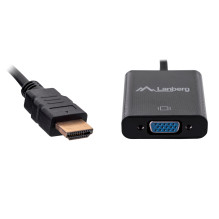 Lanberg AD-0017-BK vaizdo kabelio adapteris 0,2 m VGA (D-Sub) HDMI A tipo (standartinis) juodas