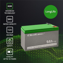 Qoltec 53031 AGM battery , 12V , 9Ah Qoltec 53031 AGM battery , 12V , 9Ah