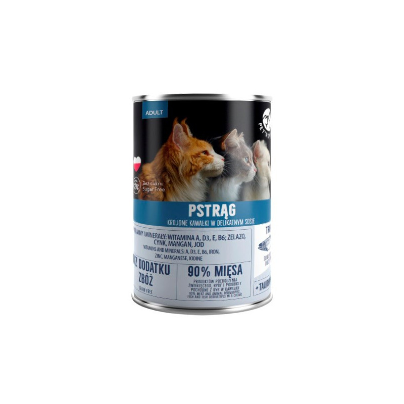PET REPUBLIC šlapias kačių ėdalas suaugusioms upėtakiams su upėtakiais, 400 g