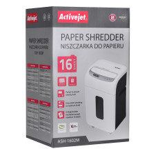 Smulkintuvas „Activejet ASH-1602M“, P-5, 28 l, 2x14 mm smulkintuvai, baltas