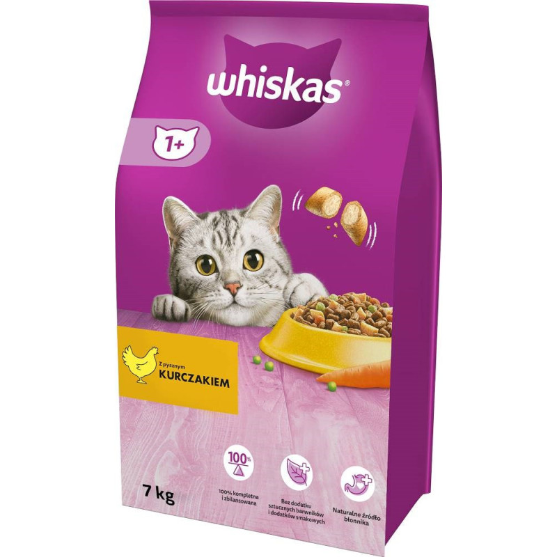 WHISKAS kačių sausas ėdalas suaugusioms katėms su vištiena - 7 kg