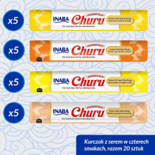 INABA Churu Variety dėžutė vištienos ir jautienos skanėstams katėms - 20 x 14 g INABA Churu Variety dėžutė vištienos ir jautienos skanėstams katėms - 20 x 14 g
