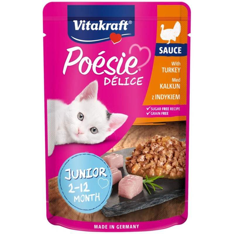 VITAKRAFT POESIE DELICE JUNIOR šlapias kačių ėdalas su kalakutiena, 85 g