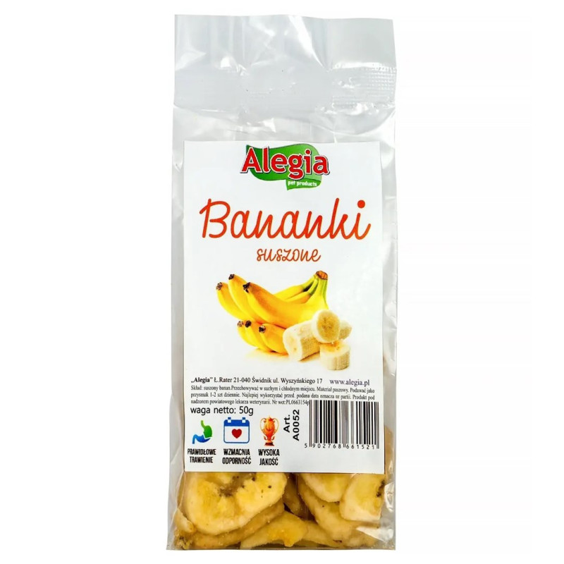 ALEGIA Džiovinti bananai - skanėstas graužikams ir triušiams - 60 g