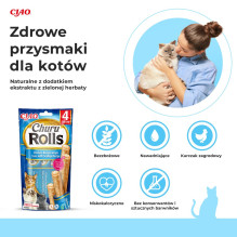INABA Churu Rolls Chicken recipe wraps Tuna with scallop recipe - cat treats - 4x10 g INABA Churu Rolls Chicken recipe wraps Tuna with scallop recipe - cat treats - 4x10 g