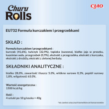 INABA Churu Rolls Chicken recipe wraps Tuna with scallop recipe - cat treats - 4x10 g INABA Churu Rolls Chicken recipe wraps Tuna with scallop recipe - cat treats - 4x10 g