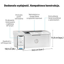 HP LaserJet M110w spausdintuvas, nespalvotas, spausdintuvas mažam biurui, spausdinimas, kompaktiškas dydis