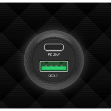 Unitek P1400A automobilinis įkroviklis 38W USB-A USB-C QC 3.0 Unitek P1400A automobilinis įkroviklis 38W USB-A USB-C QC 3.0