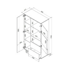Cama Cabinet ALMA 90x41.5xH170 cashmere Cama Cabinet ALMA 90x41.5xH170 cashmere